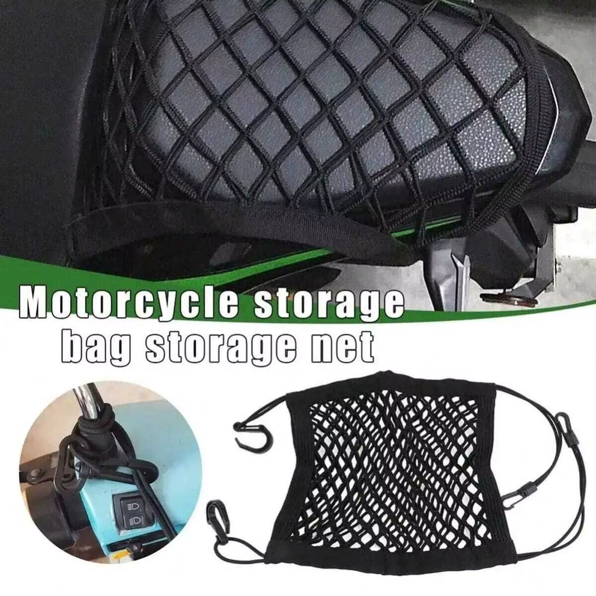 Filet de chargement élastique universel tout-en-un pour moto/scooter avec fixation pour casque