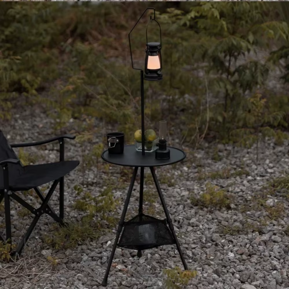 Table ronde pliante en alliage d'aluminium pour l'extérieur, table portable à hauteur réglable, table de camping, table de pique-nique, table à thé, table à manger, table pliable pour le camping