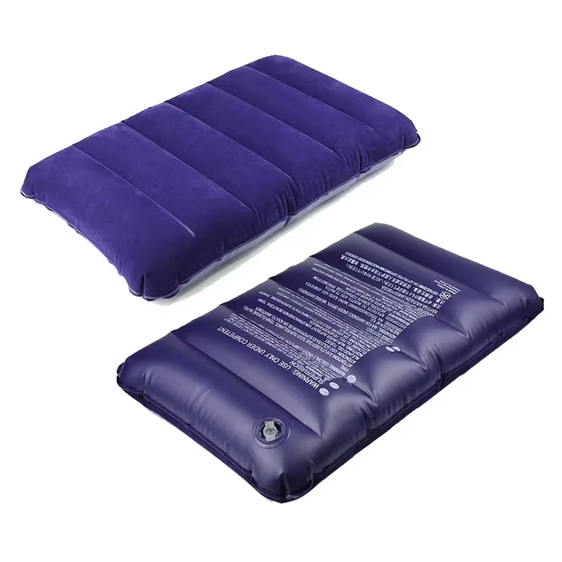 Coussins gonflables à air pour le camping en extérieur, oreillers de voyage pliables carrés, grands coussins de soutien dorsal pour avion