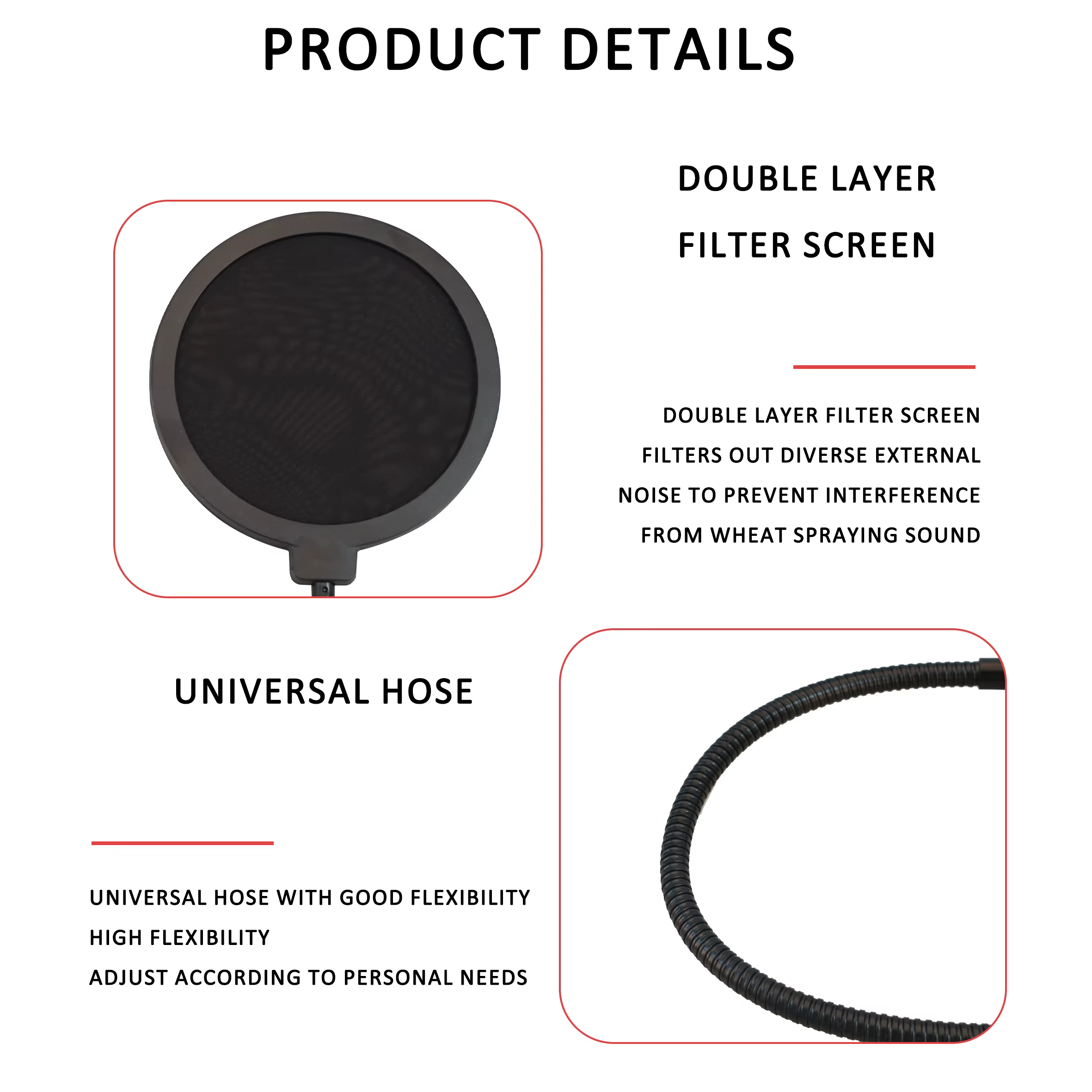 Pare-brise universel pour condensateur d'enregistrement de studio, accessoires de microphone, filtre à pop en métal