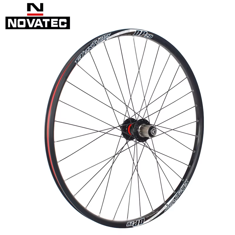 Jeu de roues de vélo de montagne Novatec 26 pouces D041/D042 4 roulements 7-11 vitesses 32H Frein à disque en alliage d'aluminium