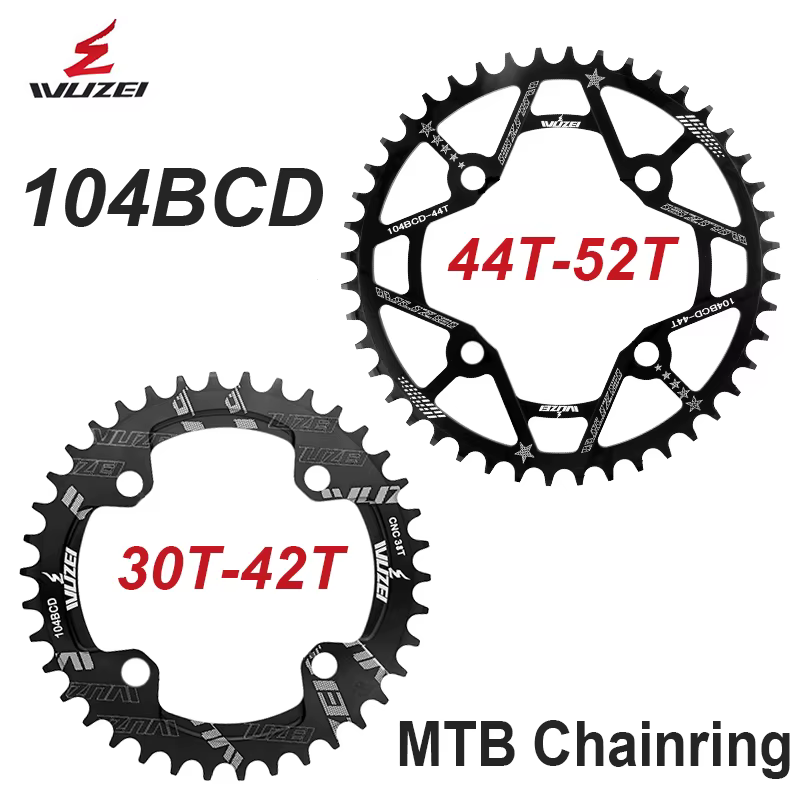 Plateau de chaîne VTT Wuzei 104BCD Narrow Wide 104 BCD Couronne Pignon VTT 30 32 34 36 38 40 42T
