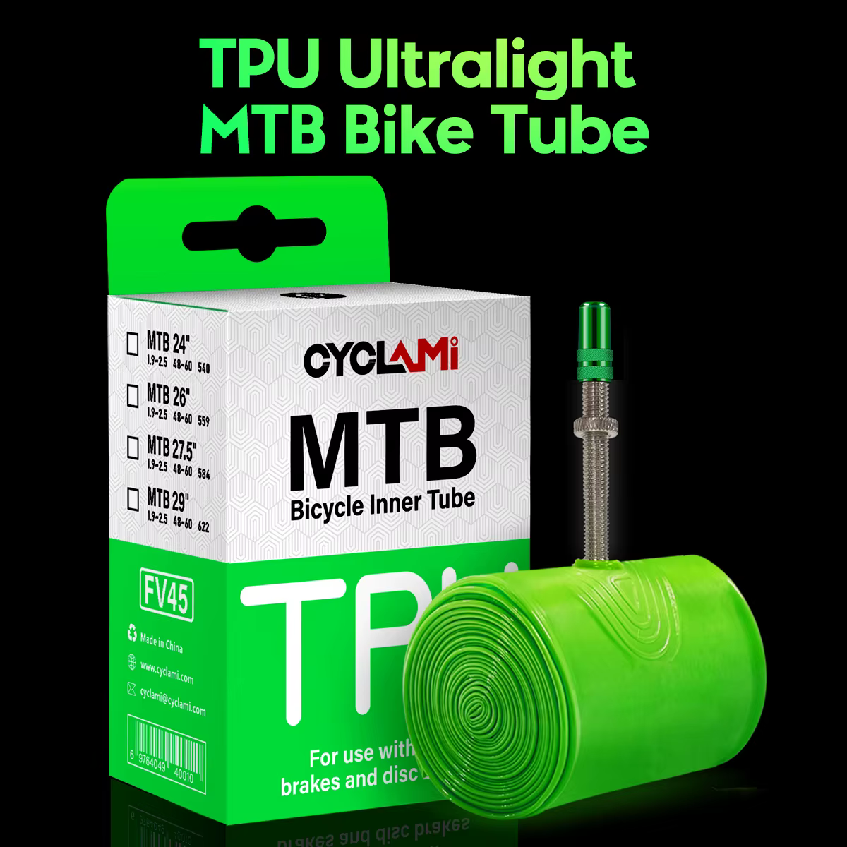 Chambre à air de vélo ultralégère CYCLAMI 26 27