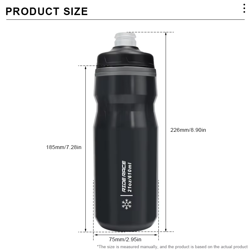 RIDERACE bouteille d'eau de vélo isolé thermique 610ml Sport de plein air cyclisme double couche Portable vtt