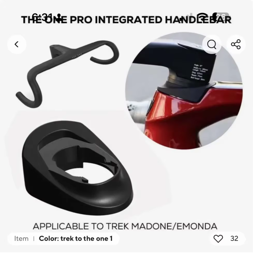 Adaptateur ULLICYC imprimé en 3D pour Madone 8 /Emonda/TARMAC/V4RS pour guidon d'intégration TheOne Pro /T1/T3 / Tossek tkr02/KOCEVLO-X01