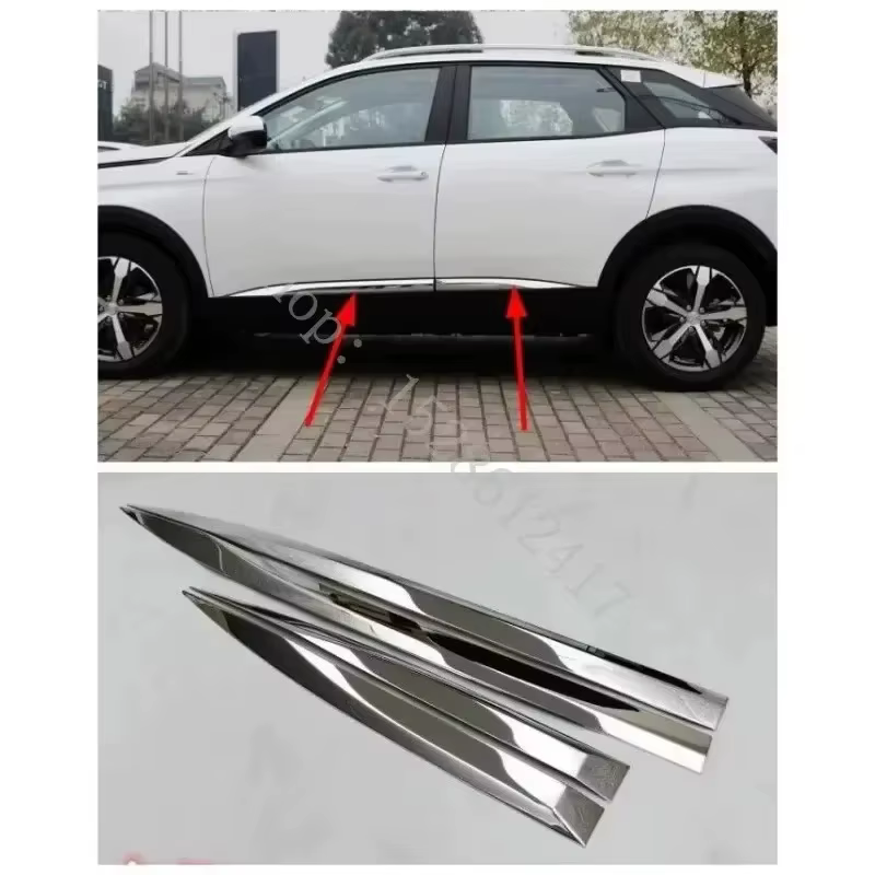 Accessoires de voiture pour Peugeot 3008/4008 2016 2017 2018 2019, moulures latérales de carrosserie en acier inoxydable, décoration de porte latérale