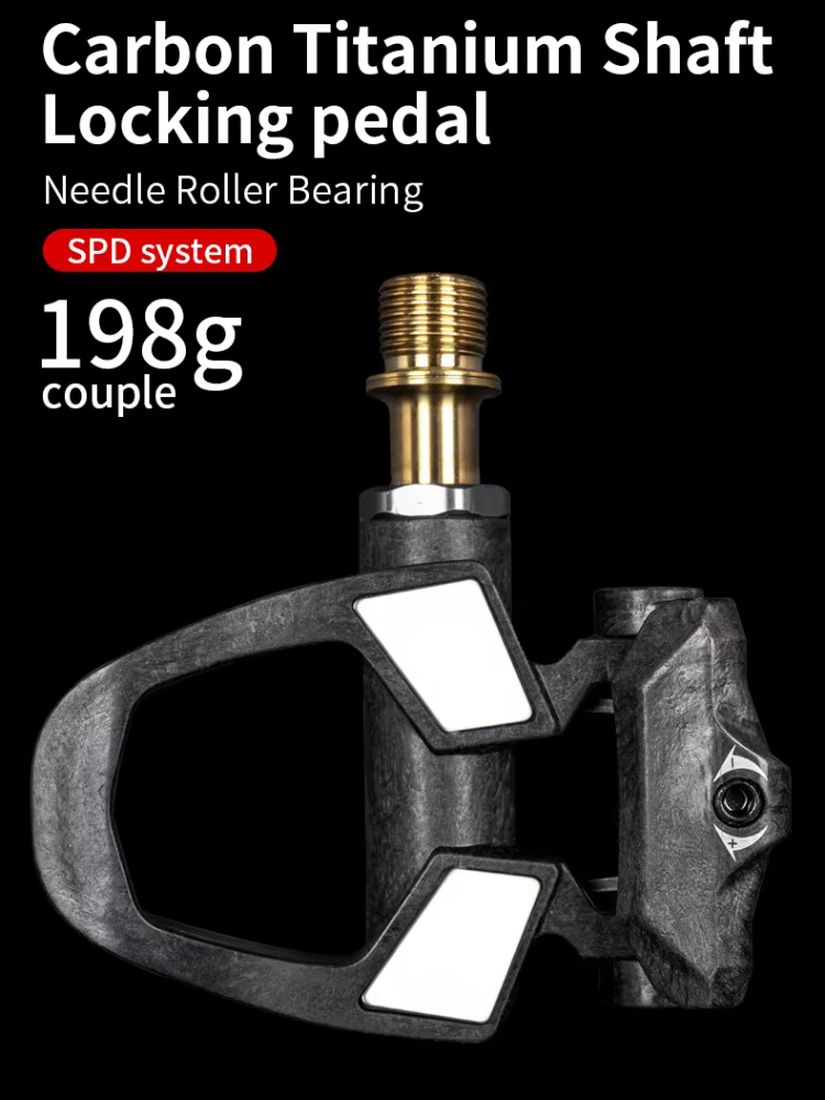 Nouveau KINAN pédale de verrouillage de vélo 198G 94x69MM corps en Fiber de carbone alliage de titane axe doré avec