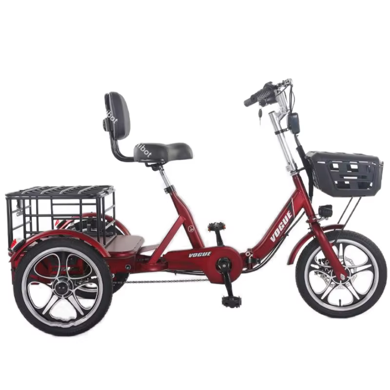 Tricycle électrique Cargo pliant longue portée avec panier tout Terrain adulte pour la famille 400W vélo