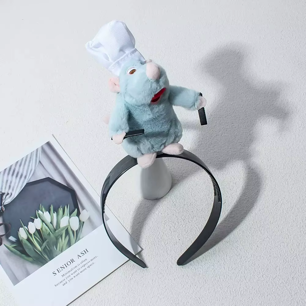 Serre-tête Ratatouille mignon, accessoire capillaire en peluche Kawaii, pince à cheveux large colorée, coiffe créative, cadeau