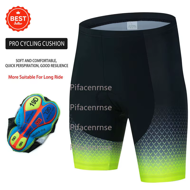 Shorts de cyclisme 19D avec rembourrage en gel antidérapant pour hommes