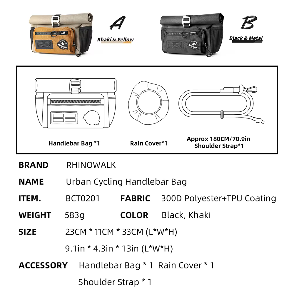 Rhinowalk – sac de guidon de vélo 4L