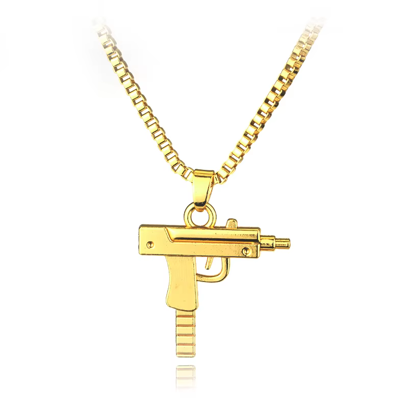 Collier pendentif en forme de pistolet gothique, bijoux tendance punk hip-hop pour hommes et femmes, accessoire pour club, bar, fête