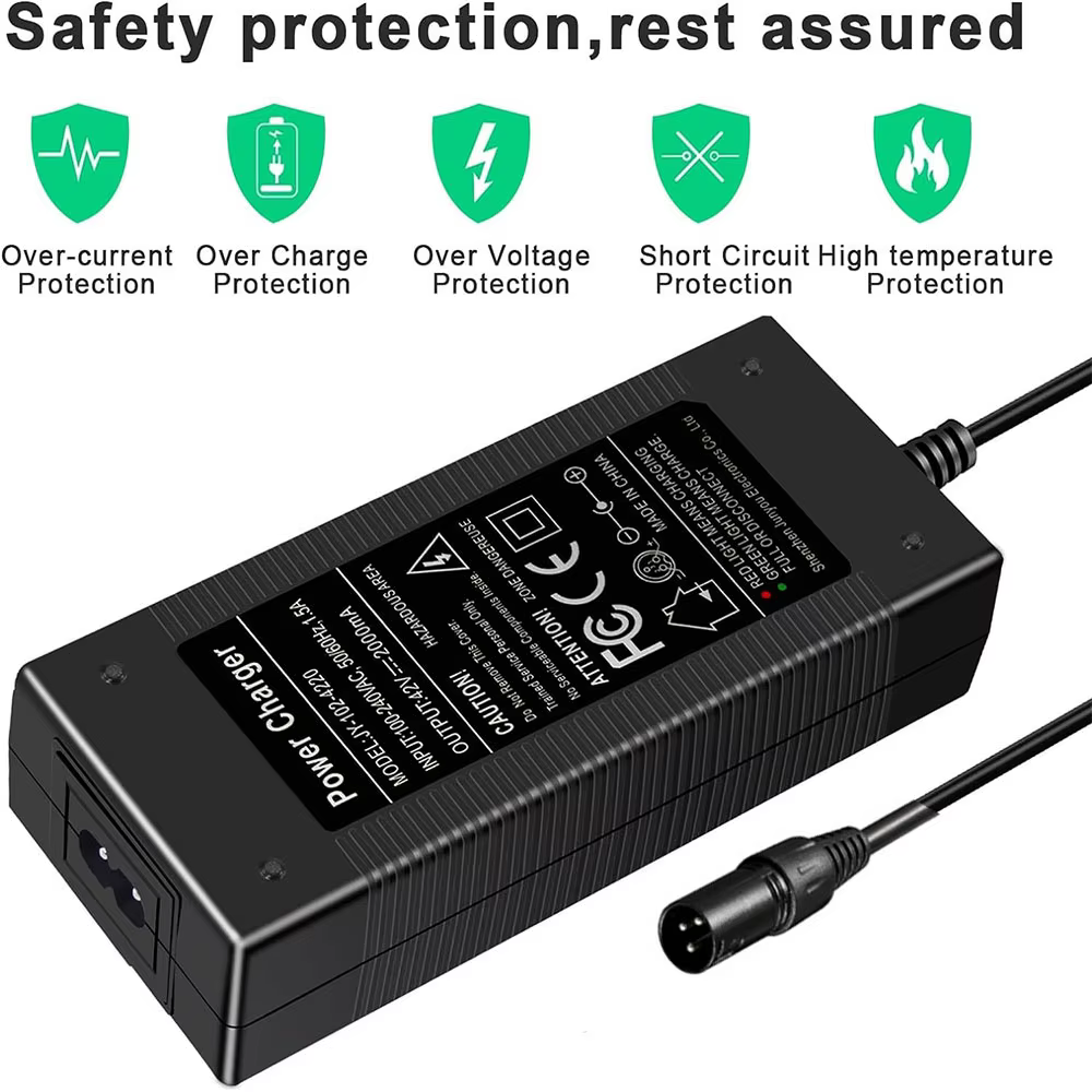 Chargeur de vélo électrique avec pipeline 42V, 3 broches XLR, pour Swagtron EB6 Fat-Tire, Heybike Citydele, angiBike, EcoaccelerStarfish DolDave Peacedove