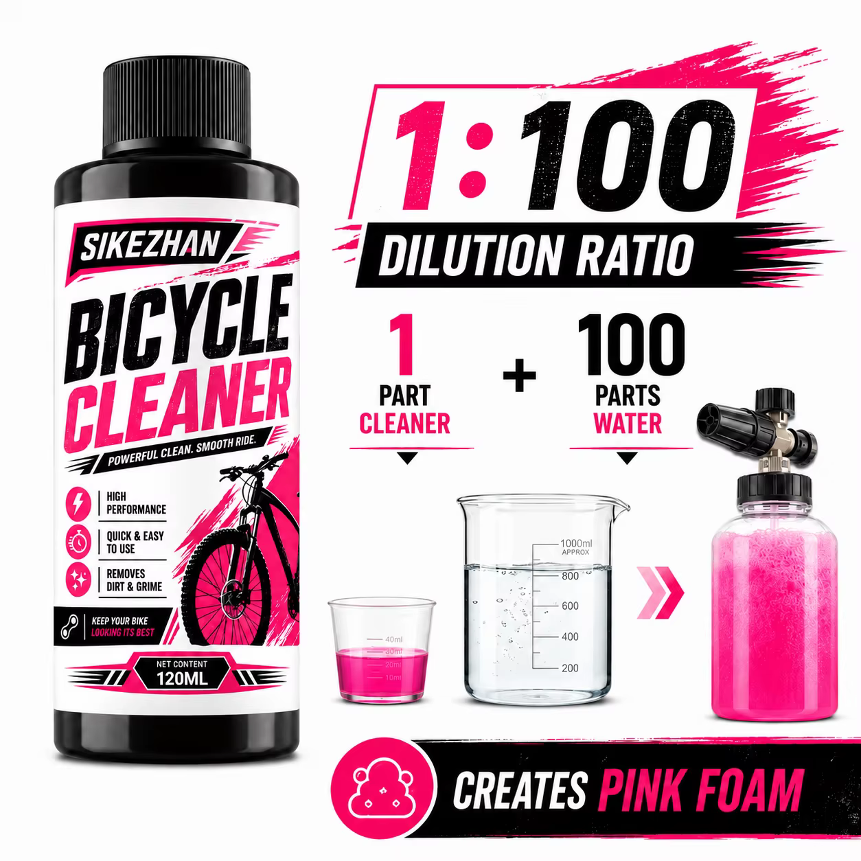 Nettoyant pour transmission de vélo 100 ml, liquide de nettoyage et d'entretien de chaîne de vélo, dégraissant en spray, nettoyant pour chaîne de vélo, dégraissant pour vélo