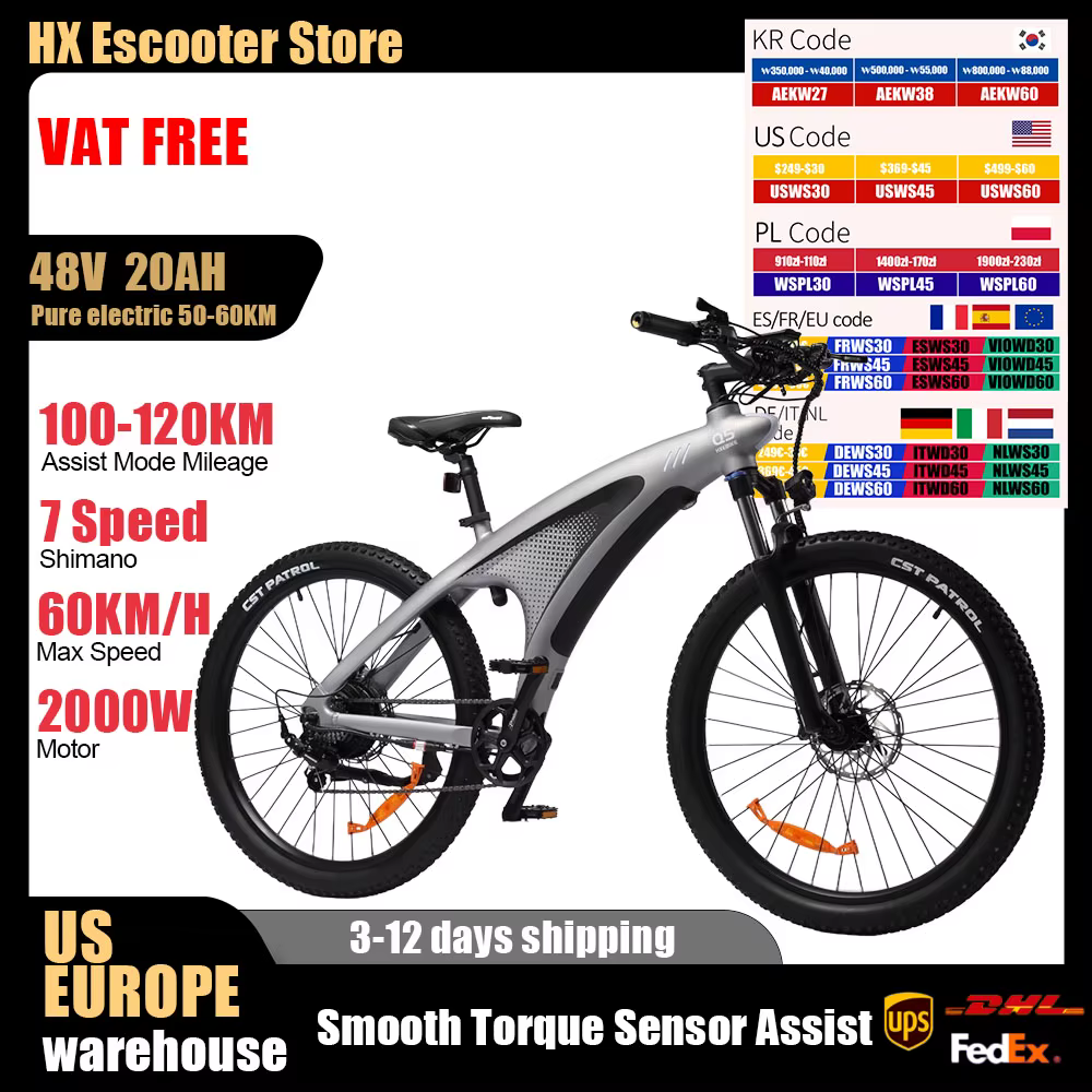 HX Q5 2000W Ebikes 57 KM/H vélo électrique 27.5 pouces adultes