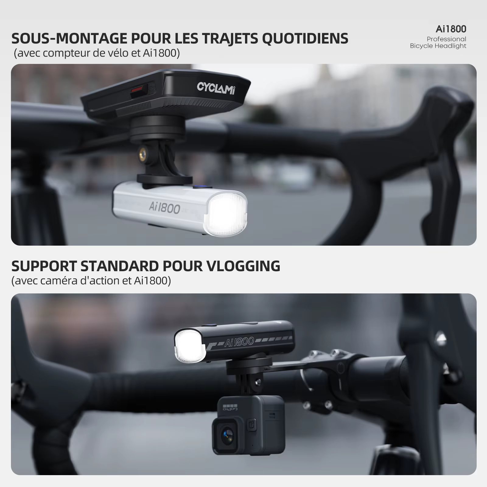 CYCLAMI 1200/1800 Lumen phare de vélo Ultra-léger suspendu avant lampe en alliage d'aluminium vtt