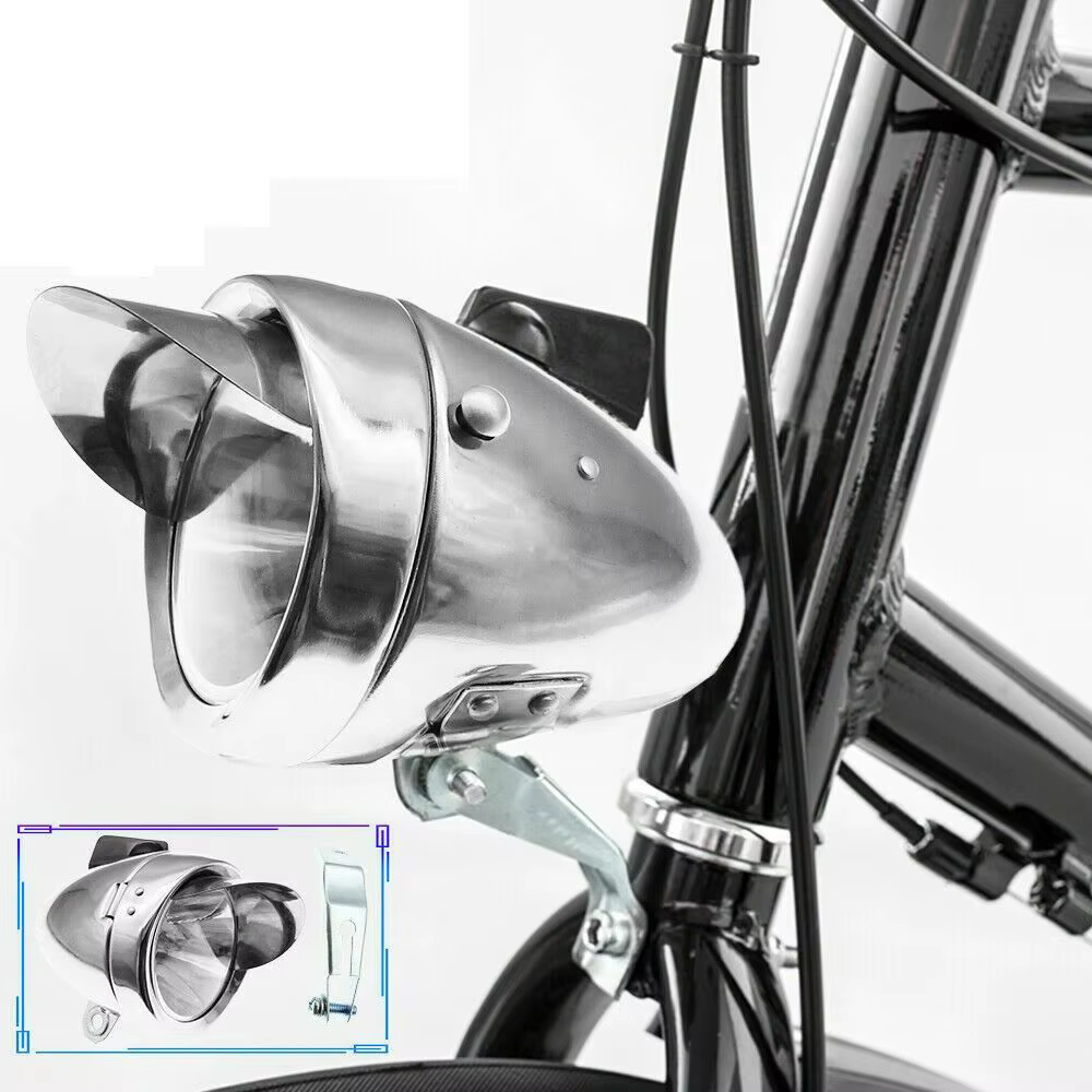 Feu de vélo rétro en acier chromé