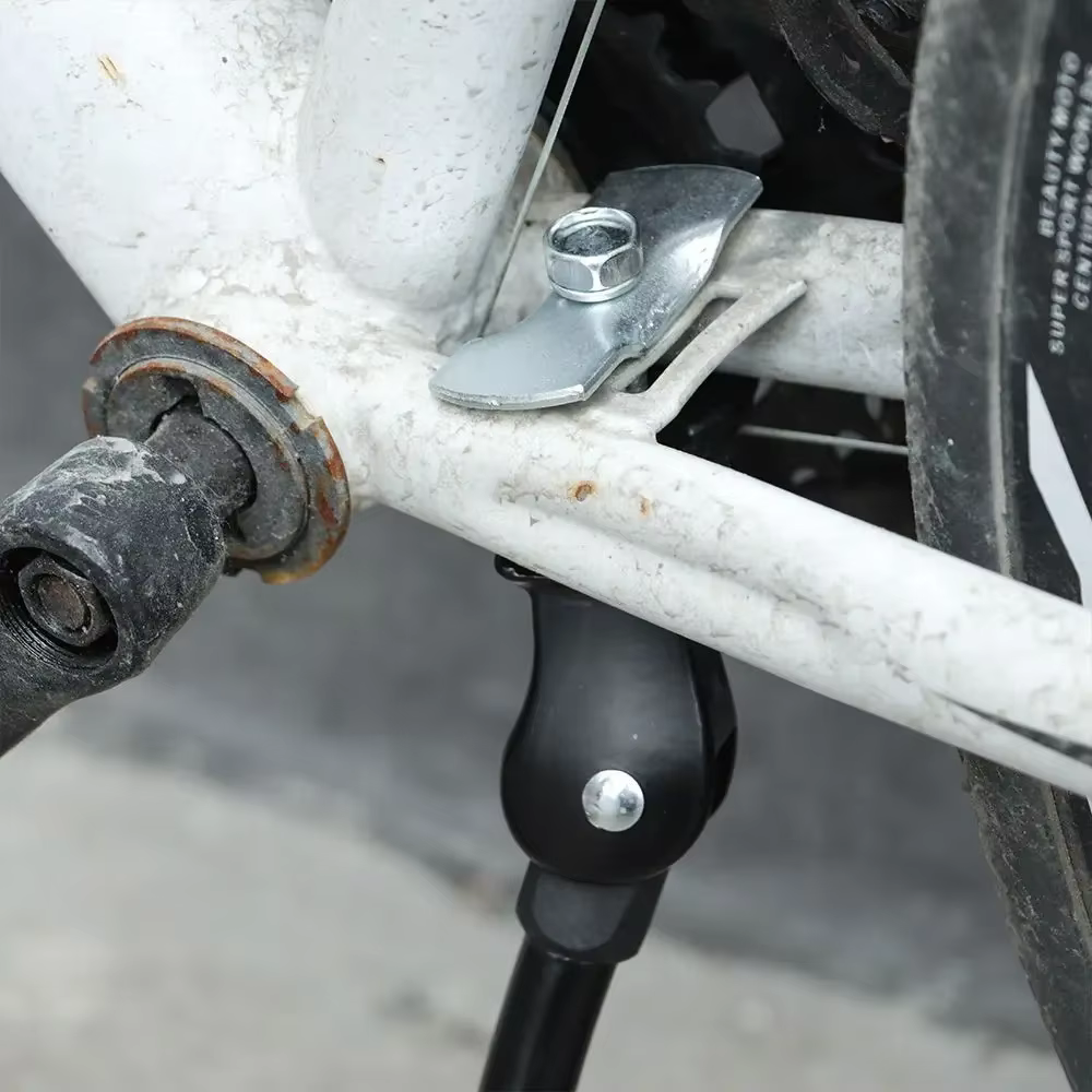 Béquille de vélo réglable en alliage robuste pour VTT, noir/argent