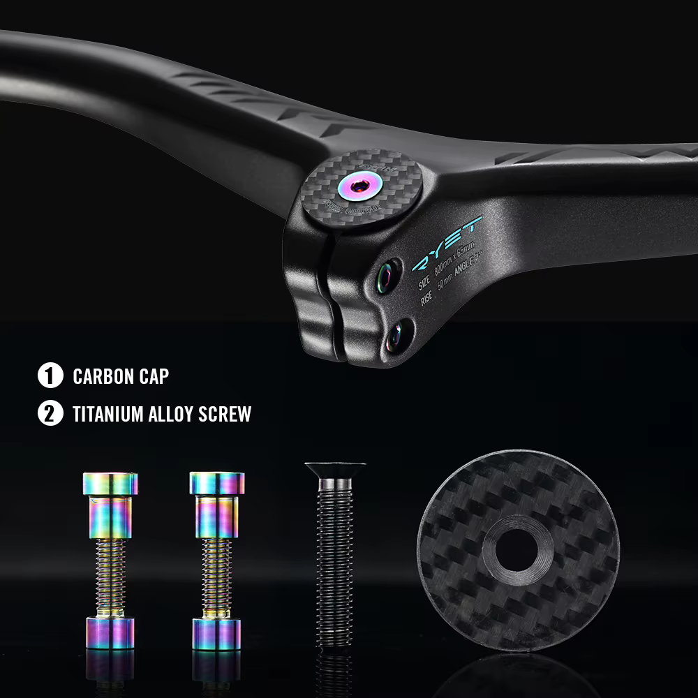 Guidon intégré RYET Carbon MTB -7 ° Potence plate monobloc Degrees Fiber Rise 800mm XC pour VTT