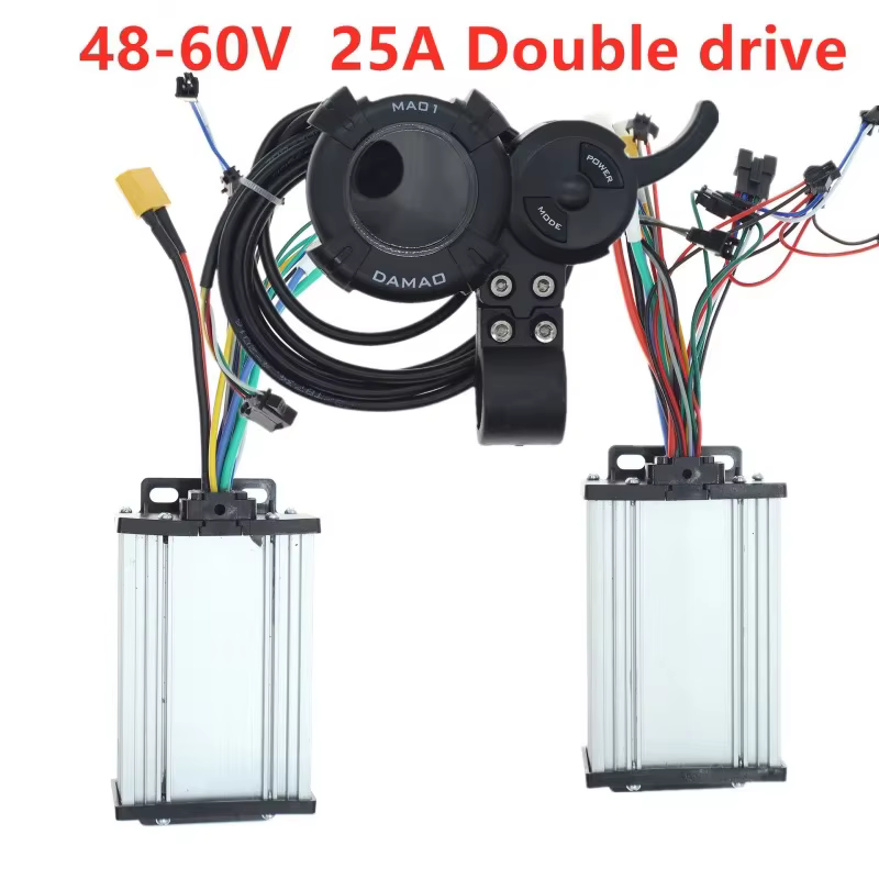 Contrôleur de trottinette électrique 48V-60V 25A 6 tubes double entraînement universel avec écran LCD Damao et