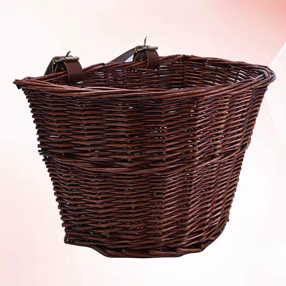 Panier de vélo en osier marron