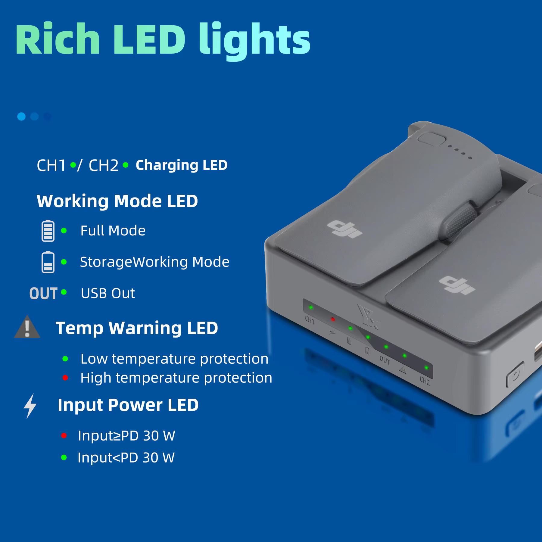 Pour DJI Neo 2 Drone batterie deux voies Hub de charge LED chargeur rapide batterie externe Portable pour DJI Neo 2 accessoires