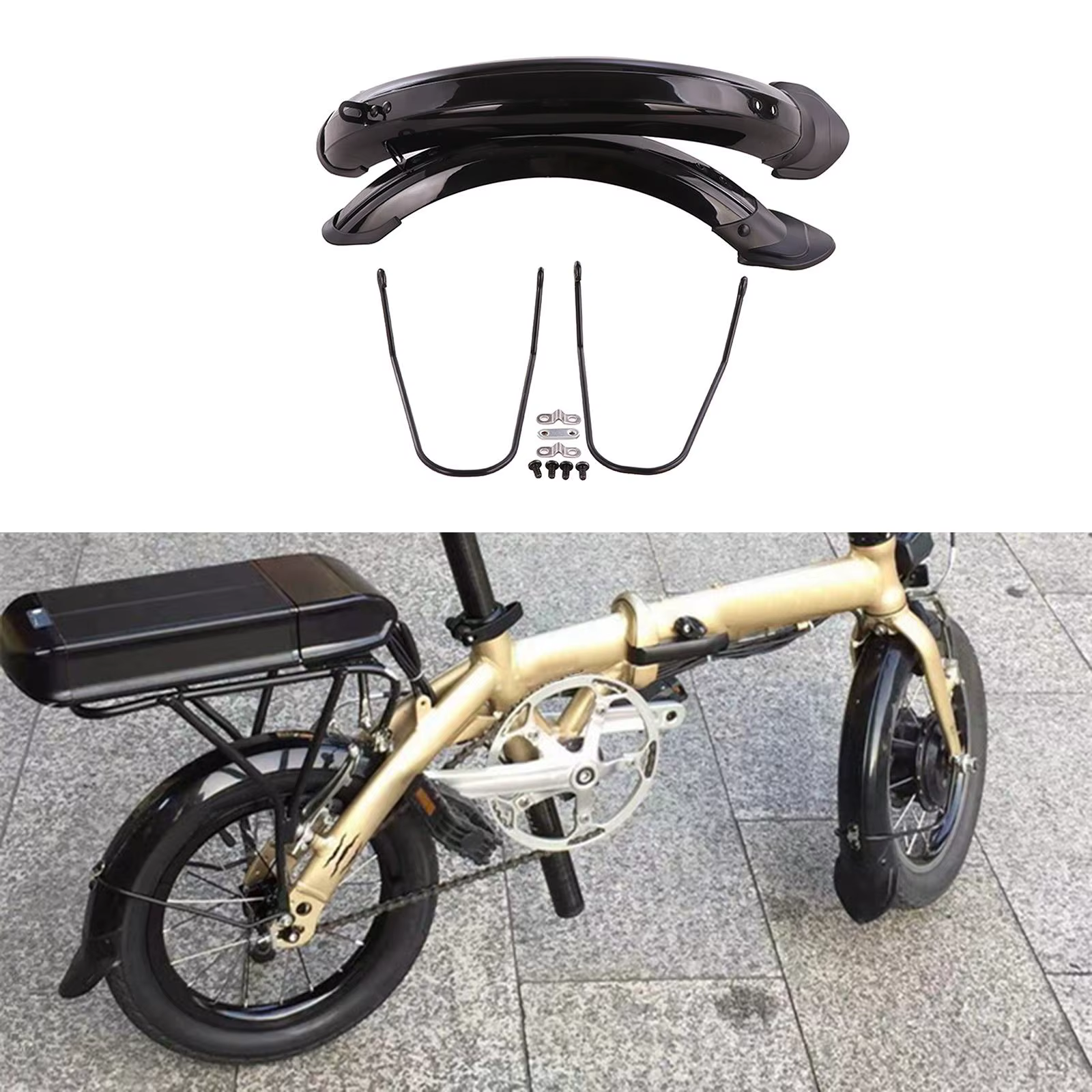 Jeu de garde-boue pour vélo pliant, incassable, pour roues 12 en effet/14
