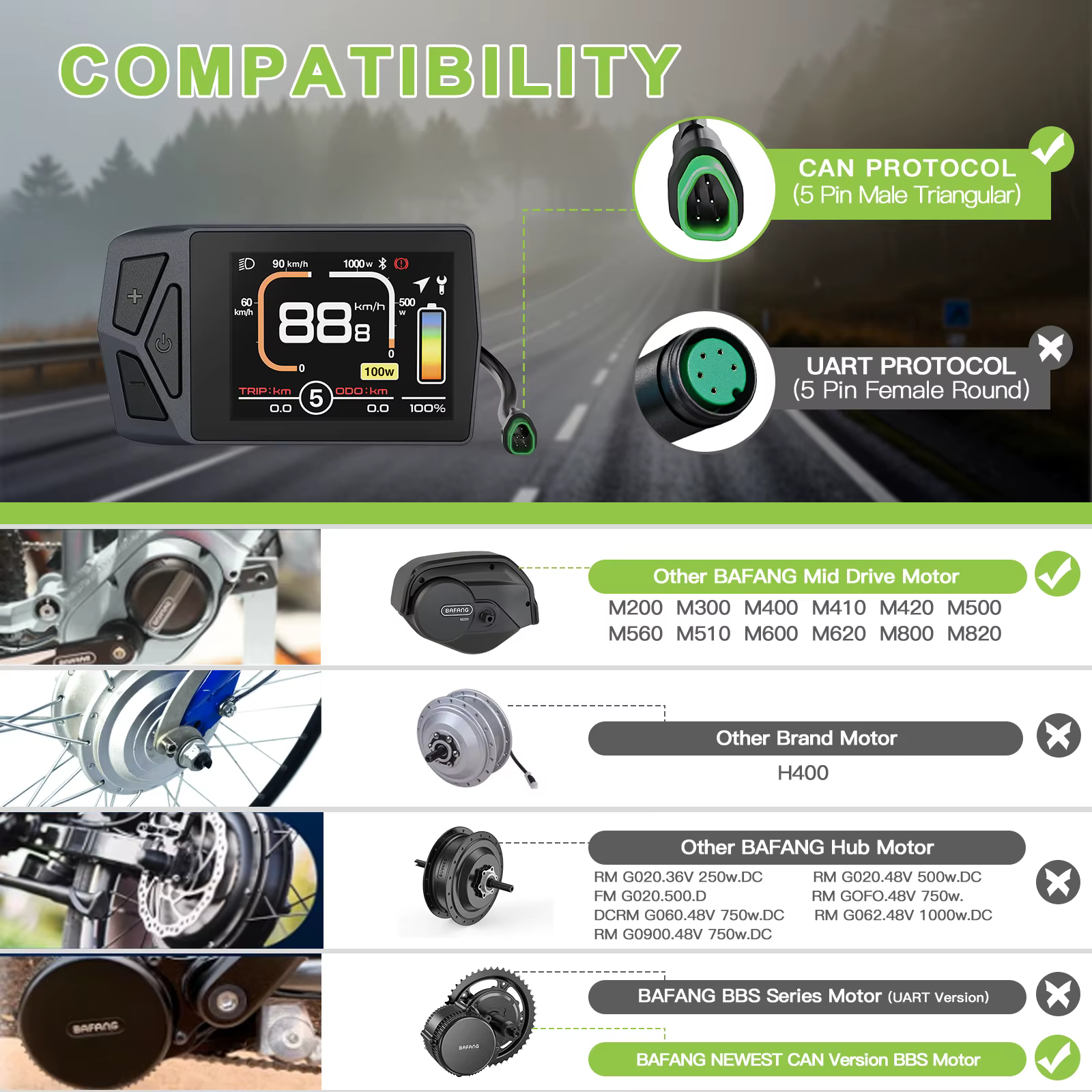 Afficheur E-Bike EKD01 avec protocole CAN et navigation Bluetooth