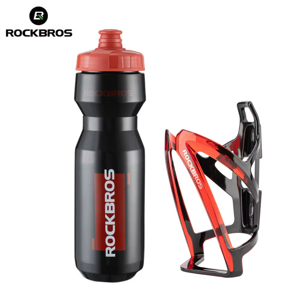 ROCKBROS bouteille d'eau de cyclisme + porte-bouteille d'eau ensemble de 2 pièces-750 ml bouteille d'eau de sport + porte-bouteille d'eau moulé intégré