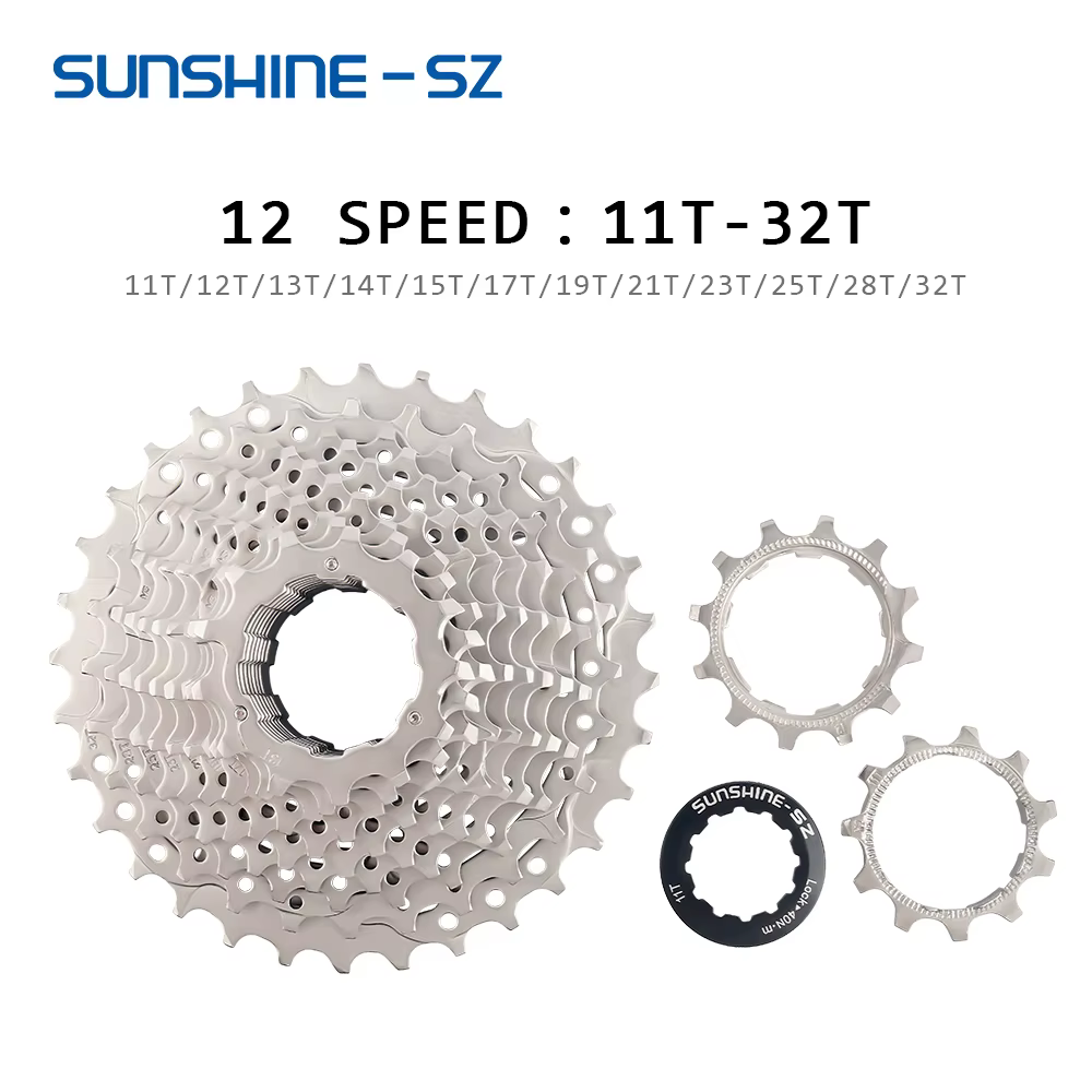 Sunshine-sz vélo de route 12S Cassette 28T 30T 32T 34T 12 vitesses roue libre