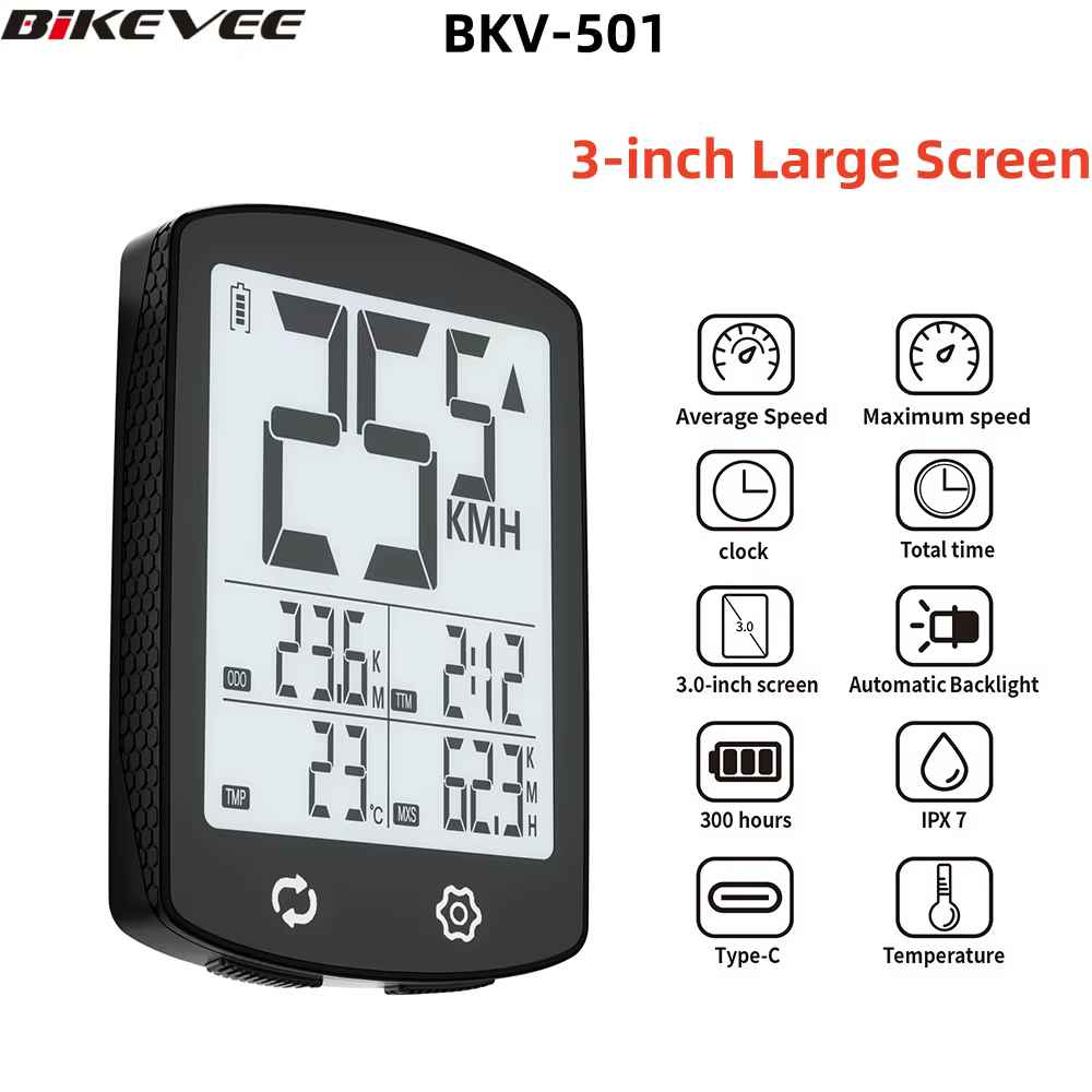 Ordinateur de vélo grand écran batterie Ultra longue durée multifonction sans fil compteur de vitesse