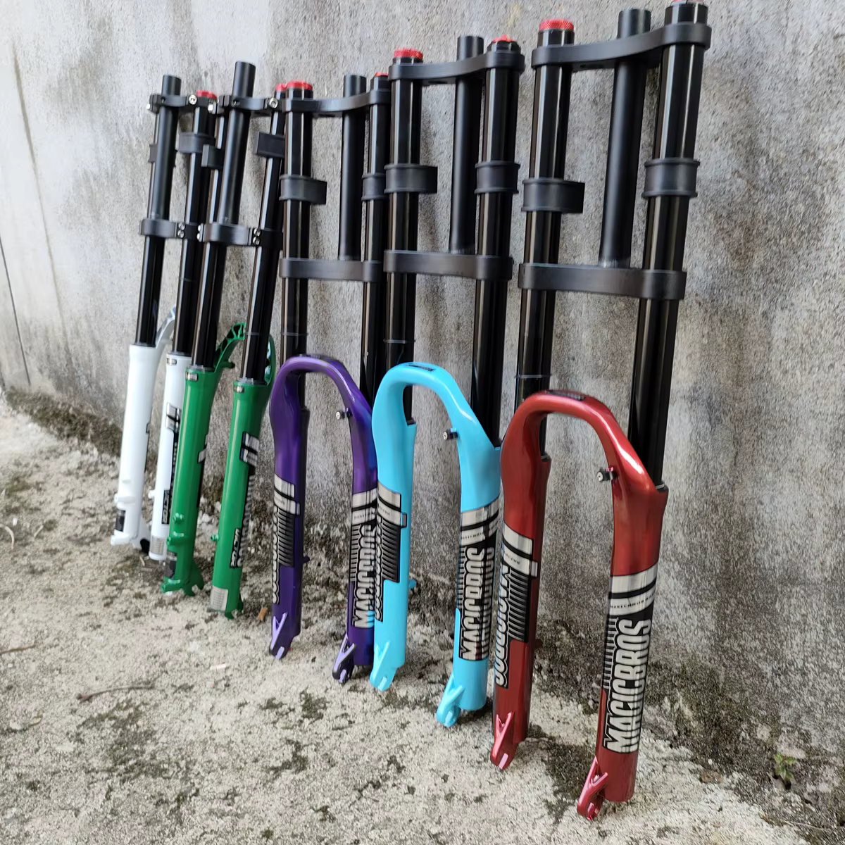 27, 5 pouces VTT Suspension pneumatique vélo fourche avant Double épaule 180mm voyage vélos
