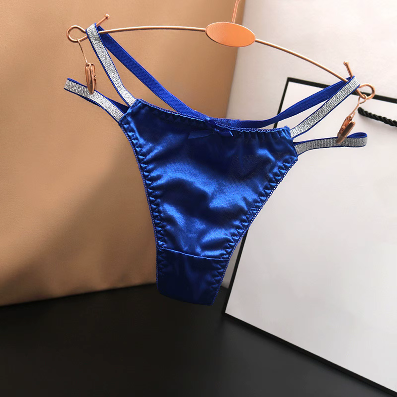 Femmes culottes taille basse slips en satin bretelles fines sous-vêtements de couleur unie Bragas Sexys dames Tanga t-back tongs стри ums жletiе