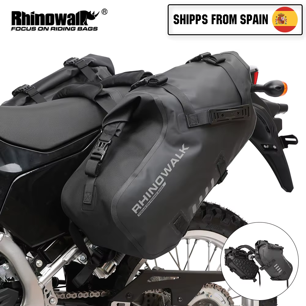 Rhinowalk 2 pièces sacoche latérale de selle de moto 18L/28L/48L étanche universelle moto équitation bagages stockage sac de voyage