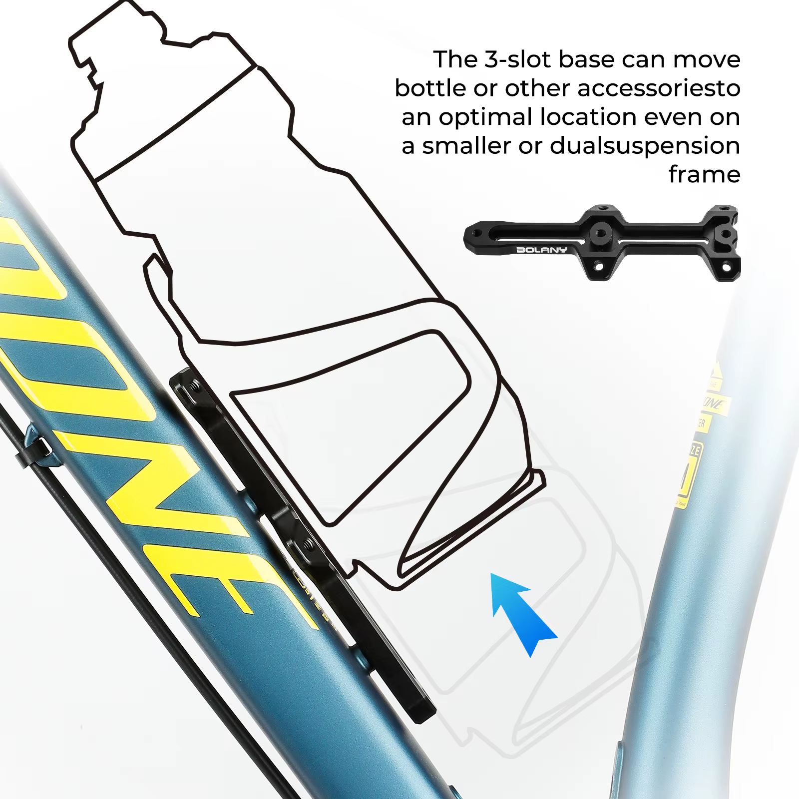 BOLANY Double tête vélo porte-bidon support d'extension en alliage d'aluminium VTT cadre tasse d'eau bouilloire support cadre d'extension