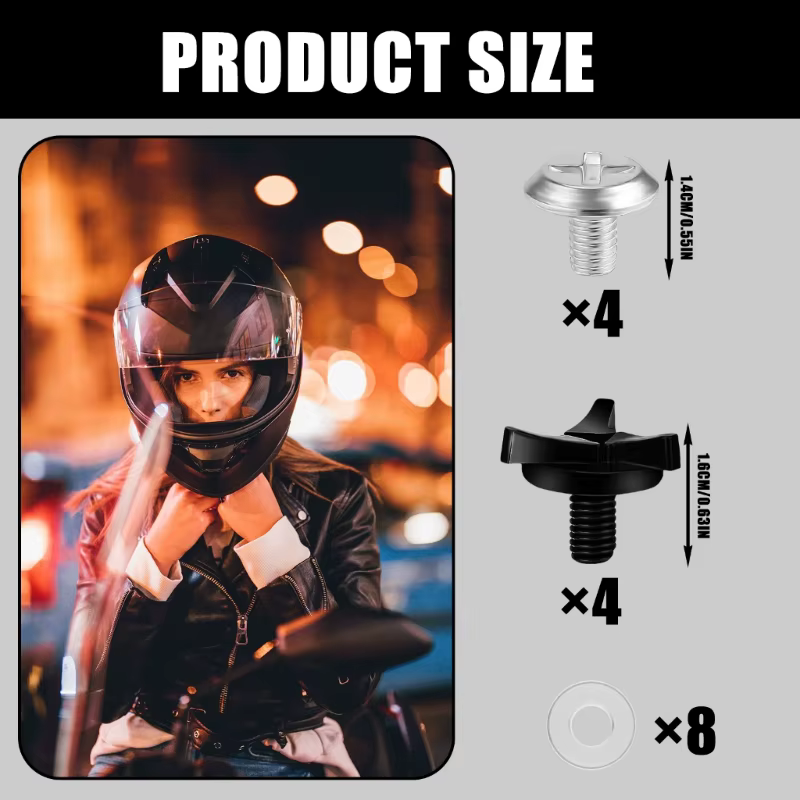 Vis de visière pour casques de moto et vélo réglables et rondelles en caoutchouc antidérapantes