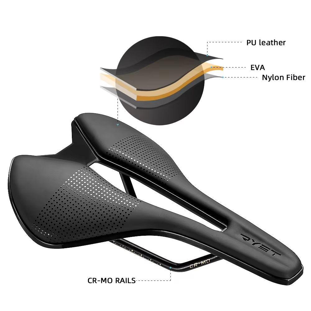 Selle de vélo RYET ultralégère en cuir pour route et VTT
