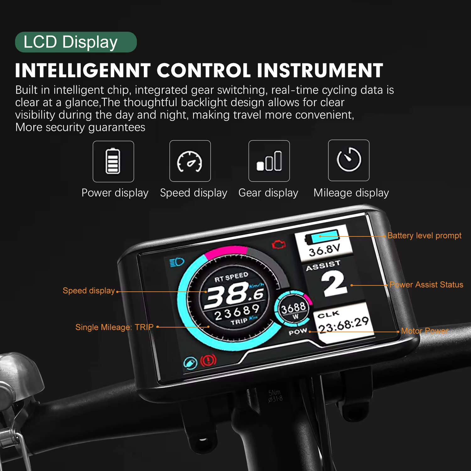 Écran couleur pour vélo électrique UKC1 24V36V48V60V72V UART2