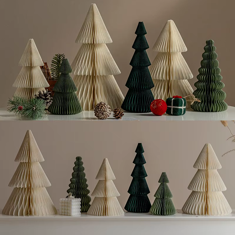Décoration de sapin de Noël, ornements de sapin de Noël en papier nid d'abeille 3D, pendentifs suspendus pour sapin de Noël, décoration de fête de Noël et du Nouvel An
