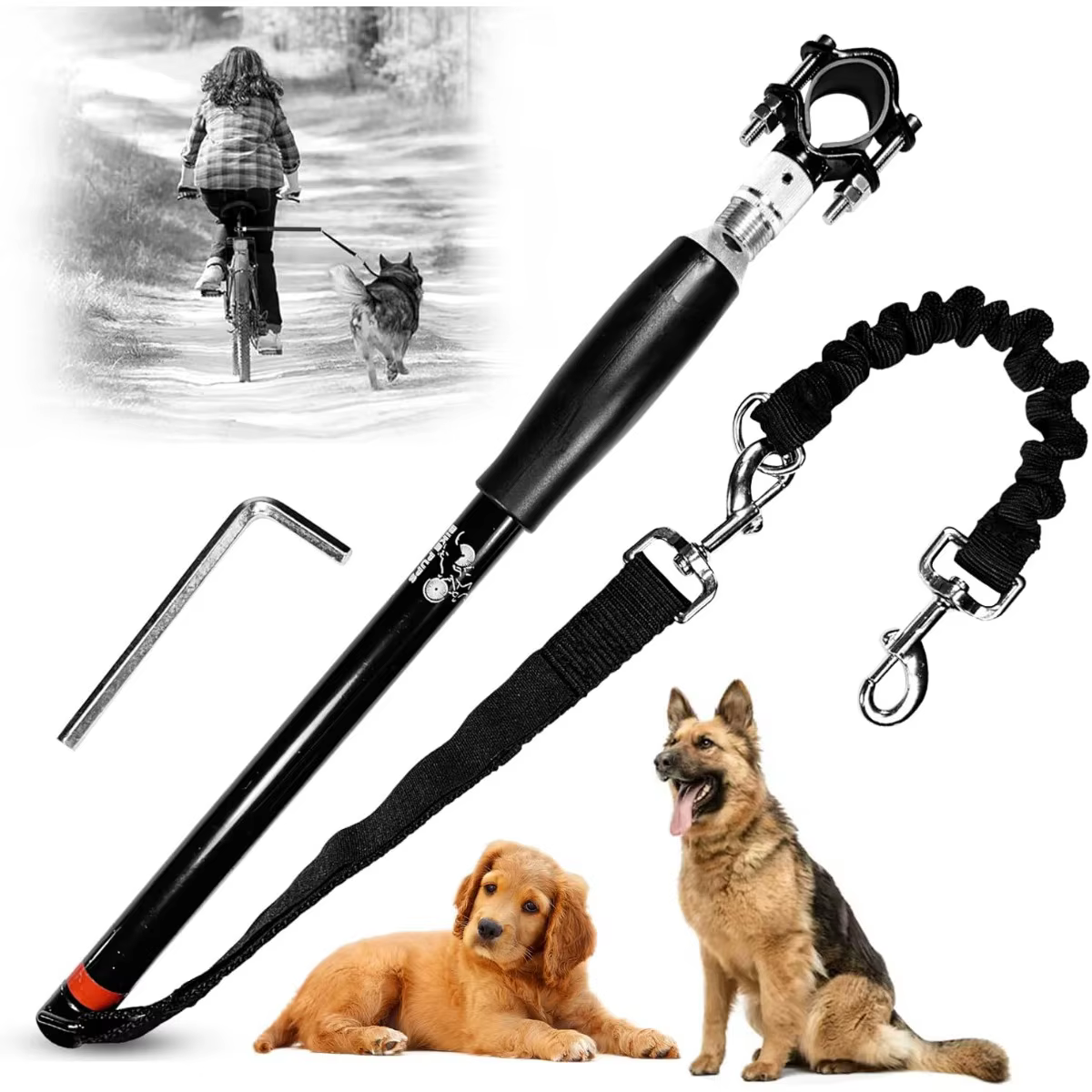 Nouvelle laisse de vélo pour chien à poignée libre, rétractable, facile à installer, laisse de vélo pour chien supprimé pour l'entraînement en plein air, essentiels pour chiens de marche