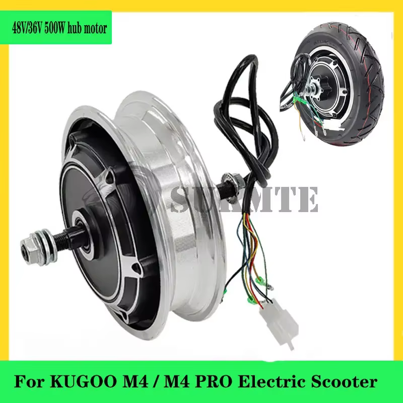 Moteur de moyeu de trottinette électrique 10'' 48V 500W sans balais avec frein à disque