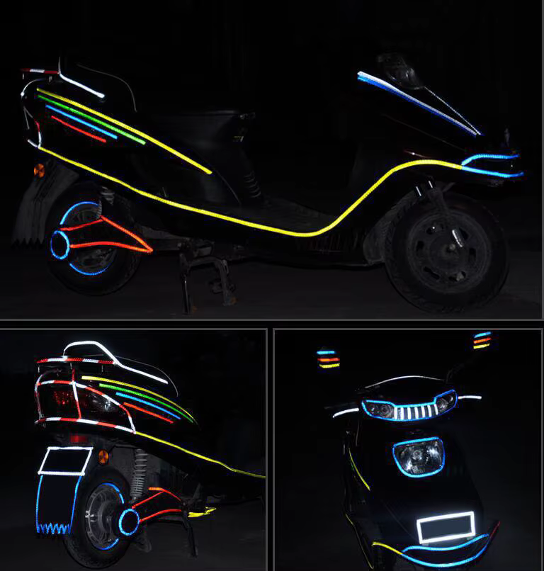 1 cm * 8 m autocollants de vélo bande réfléchissante fluorescente vtt bandes