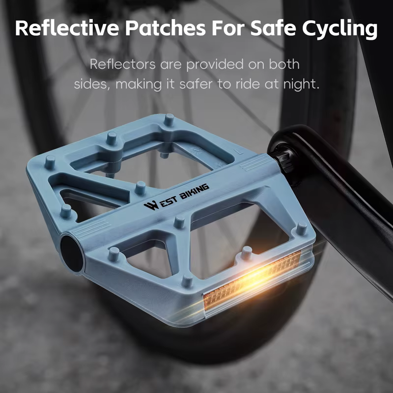 Pédales de vélo WEST BIKING en nylon réfléchissantes légères
