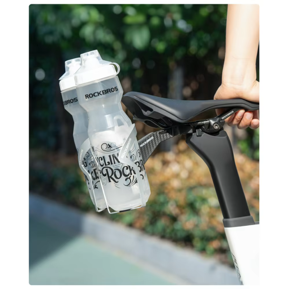 ROCKBROS – porte-bouteille d'eau de vélo en Fiber de carbone, adaptateur de cyclisme, selle, Double tasse, support d'extension, siège