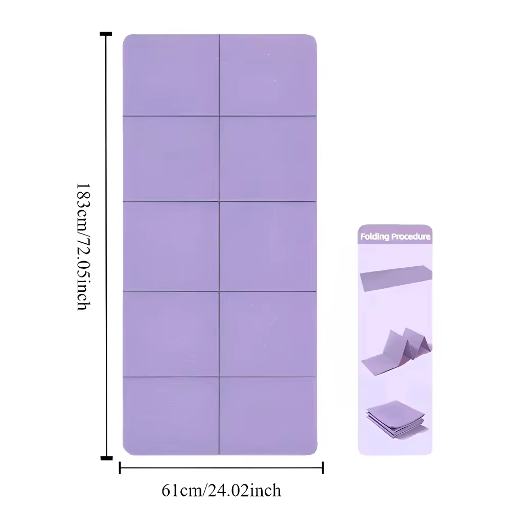 Tapis de yoga pliable, silencieux, écologique, pliable, pour voyage, fitness, exercices, double face, antidérapant, pour pilates et entraînements au sol, danse