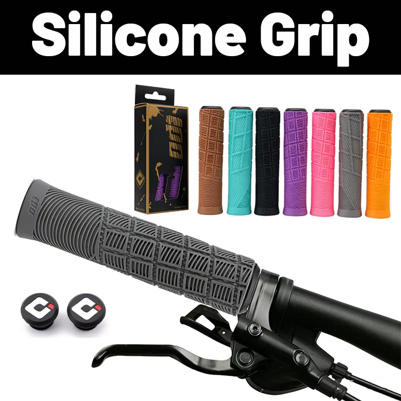 Poignées de vélo en silicone Odi gris orange marron rose violet 22 mm