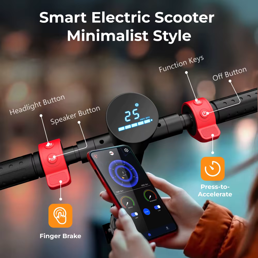 Trottinette électrique HUANCI X6 pour adultes, pliable, 350W, 36V 7.5A, avec application intelligente