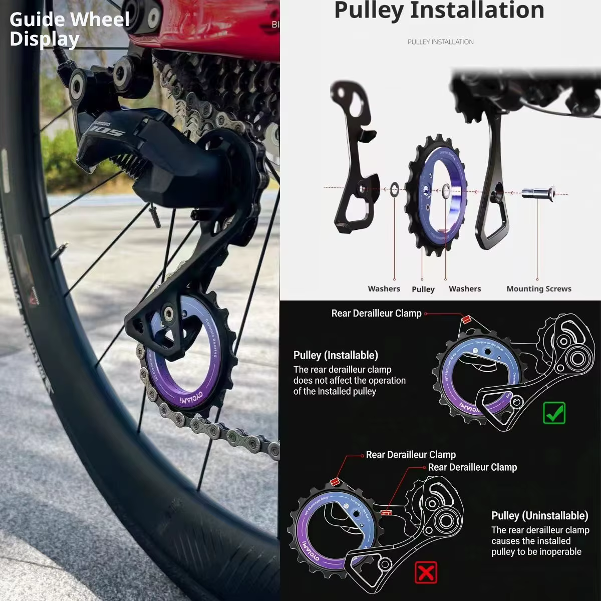 Poulie creuse 18T avec roulement céramique pour dérailleur arrière de vélo de route R8000 R7000 L-TWOO ERX ER9 R9 R7