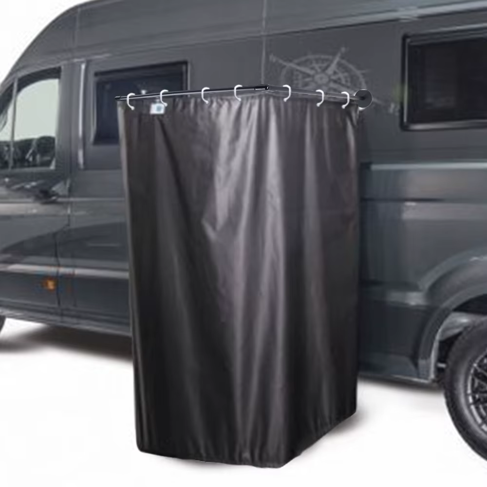 Kit de cabine de douche extérieure pour caravane, cabine de douche, cabine/boîtier avec support magnétique, tige et rideau de douche pour camping-cars