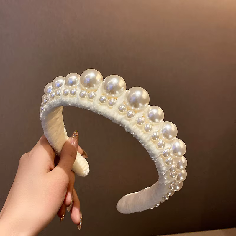 Cerceau de cheveux en flanelle de perles, Design de mode européen et américain, nouveaux accessoires de cheveux, coiffure de personnalité en perles, bandeau pour femmes